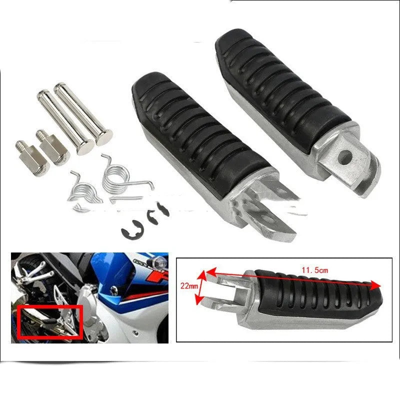 Black aluminium alloy motorcycle footpegs for Suzuki GSX and V-Strom models