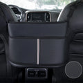 Black leather car seat net pocket storage bag with sports carbon fibre pattern
