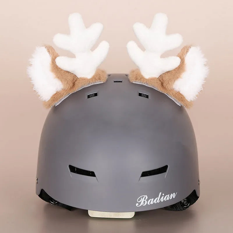 Plush cartoon character ski helmet decoration with elastic headband in assorted designs