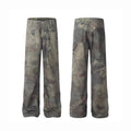 Men's retro digital camouflage jeans with straight leg cut in cotton denim fabric