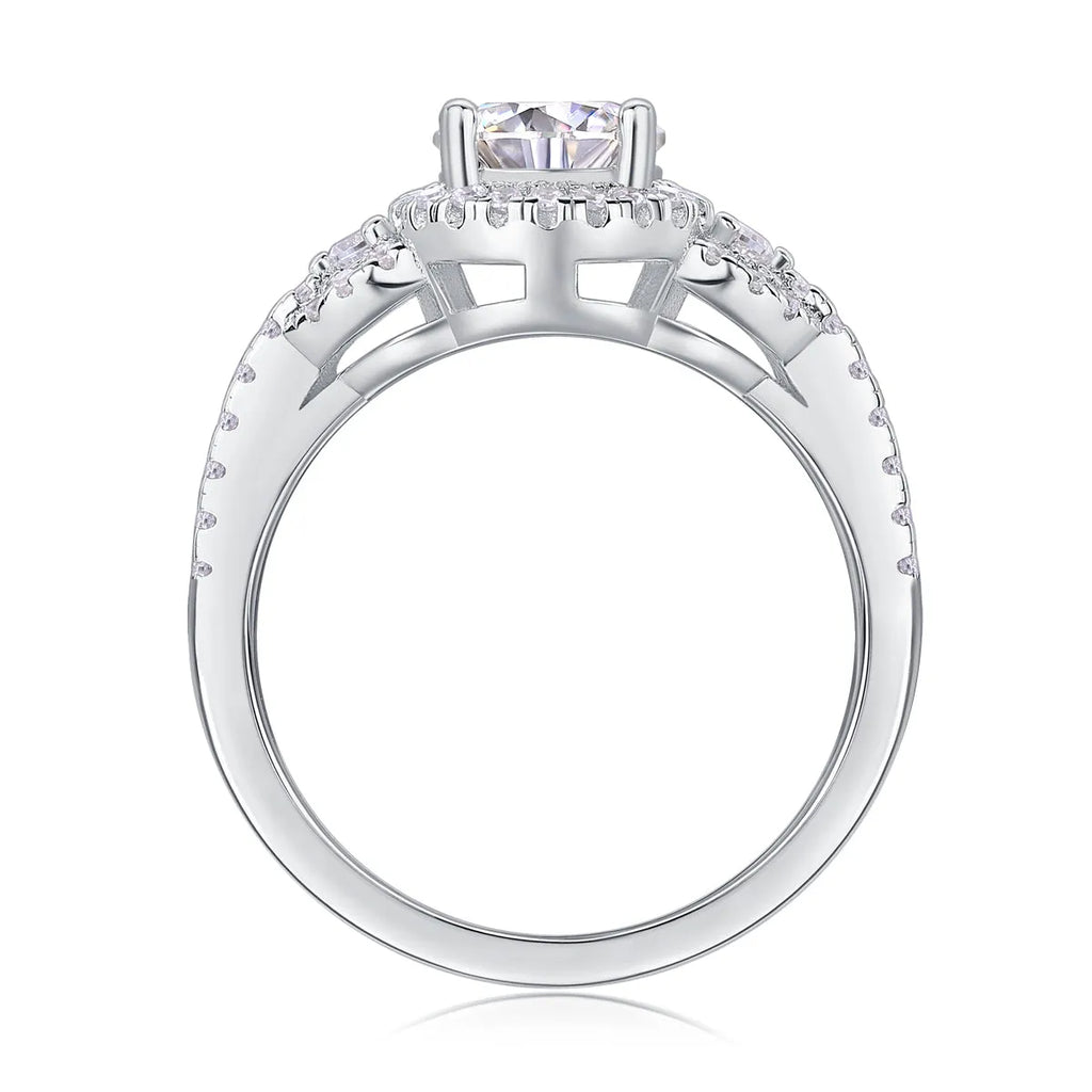 1 carat moissanite ring in S925 silver with platinum plating, sizes 5 to 9, 3.2 grams, with GRA certificate and gift box