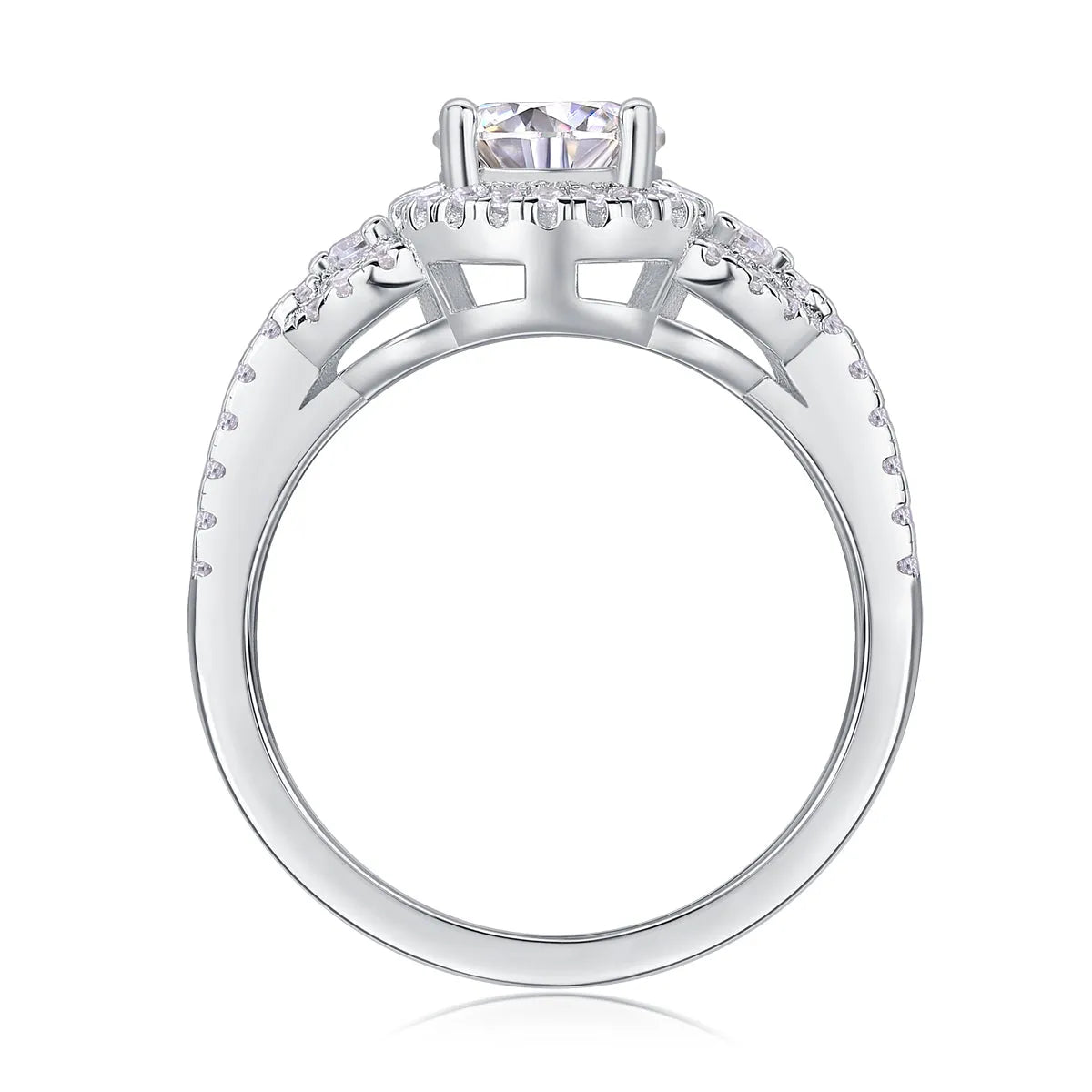 1 carat moissanite ring in S925 silver with platinum plating, sizes 5 to 9, 3.2 grams, with GRA certificate and gift box