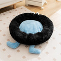 Elf briquettes pattern plush pet bed sleeping mat in blue, pink or yellow colours showing kennel-style raised sides