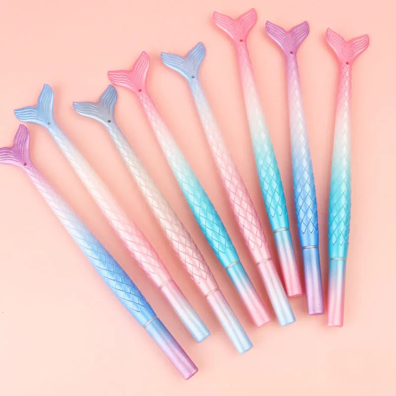 Mermaid-themed gel pen with 0.38mm needle tip and cartoon design plastic casing