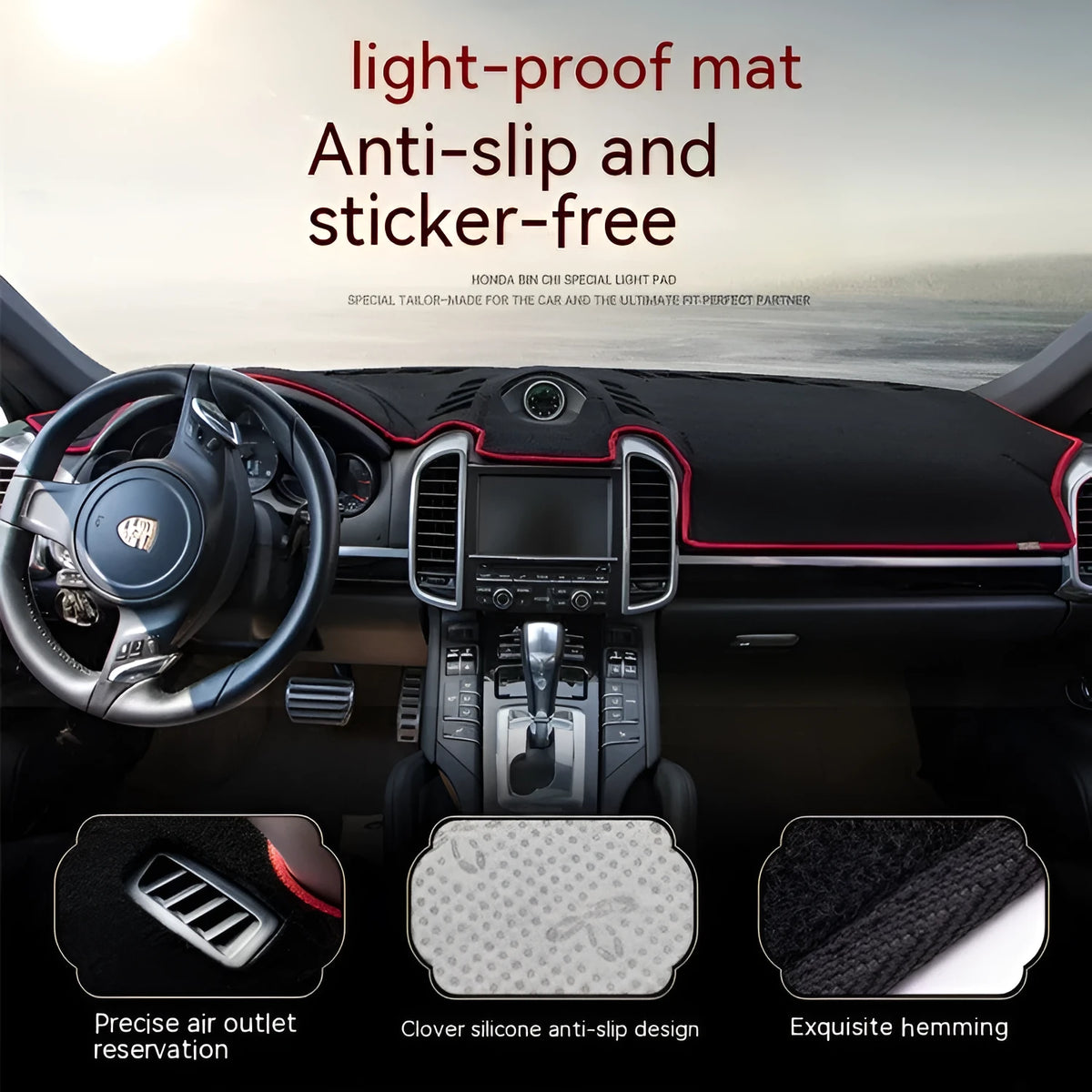 Silicone non-slip dashboard instrument pad for an old Toyota Prado in a black and blue colour option.