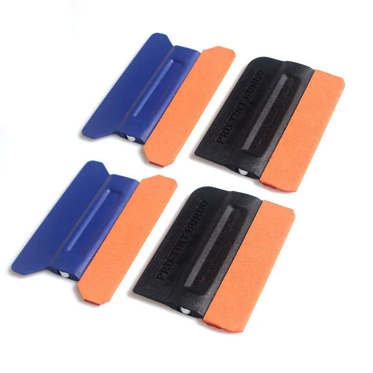 Car film scraper tool with magnetic attachment and multiple scraping head options