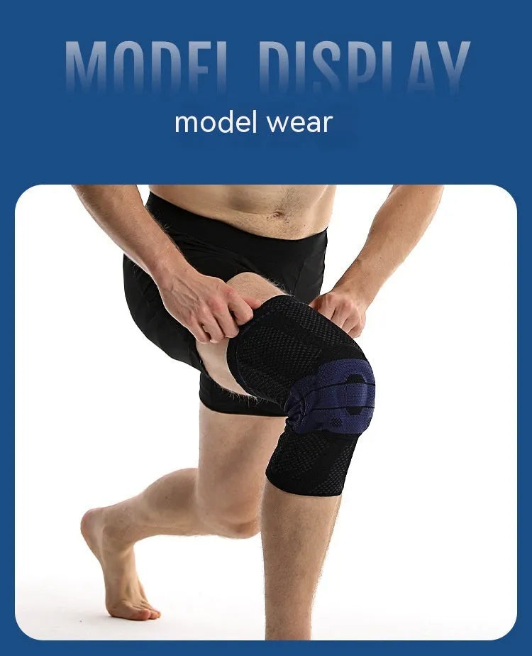 Sports knee pads in black and blue or grey and blue colours for basketball and running protection