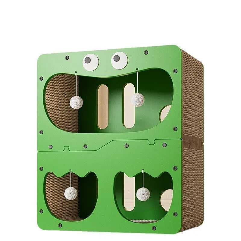 Double-layer cat scratching board nest in owl design with wear-resistant surface