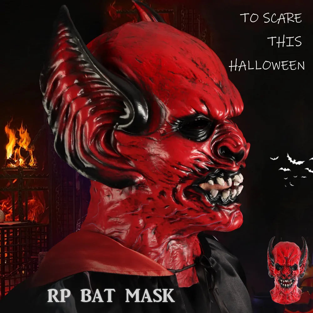 Red bat horror party hood mask made from RP foam for Halloween and Carnival dress up