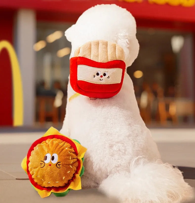 Cartoon hamburger chips design adjustable pet walking vest with escape proof construction