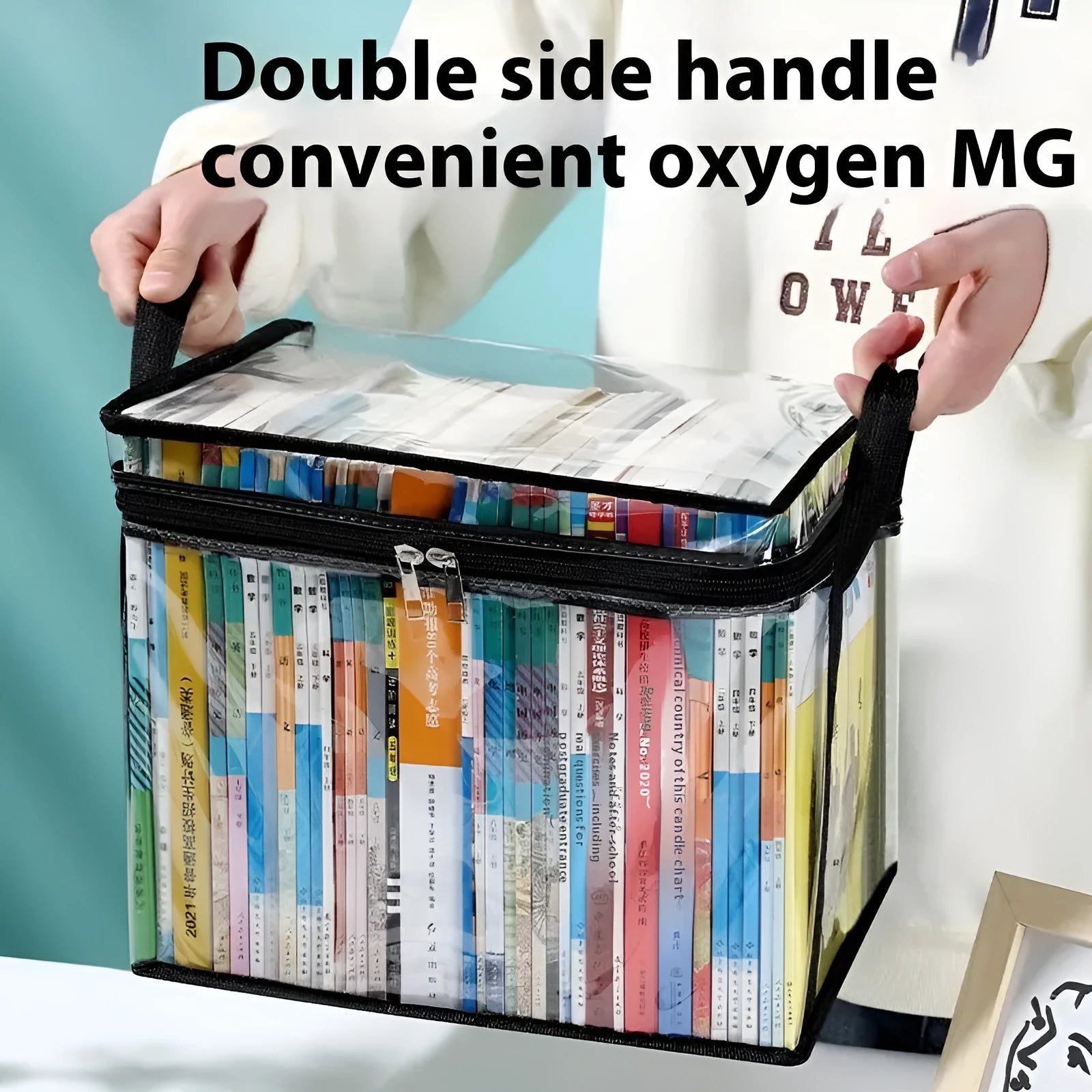 Large foldable PVC water buggy bag in black or white with transparent design showing 24-litre capacity
