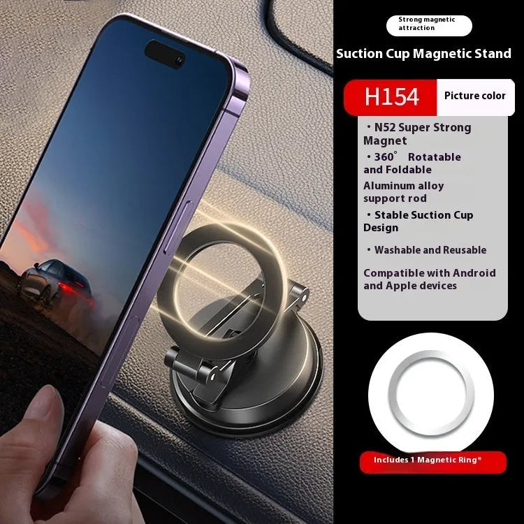 Black suction cup magnetic phone holder for car use, style H154, single mobile phone holder