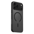Corrugated magnetic anti-slip frosted PC phone case for iPhone 13 to 17 series in black