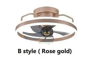 Modern ceiling fan lamp with integrated light fixture, 500mm diameter with PC blades and acrylic lampshade