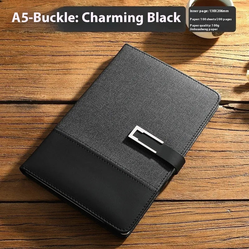 A5 soft pu leather notebook in business brown colour with wood-free paper pages