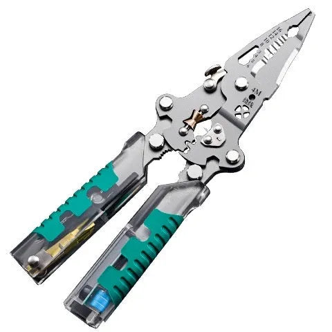 Thickened electrician's pointed pliers wire stripper with rust-resistant construction and Luo ni steel cutting edges