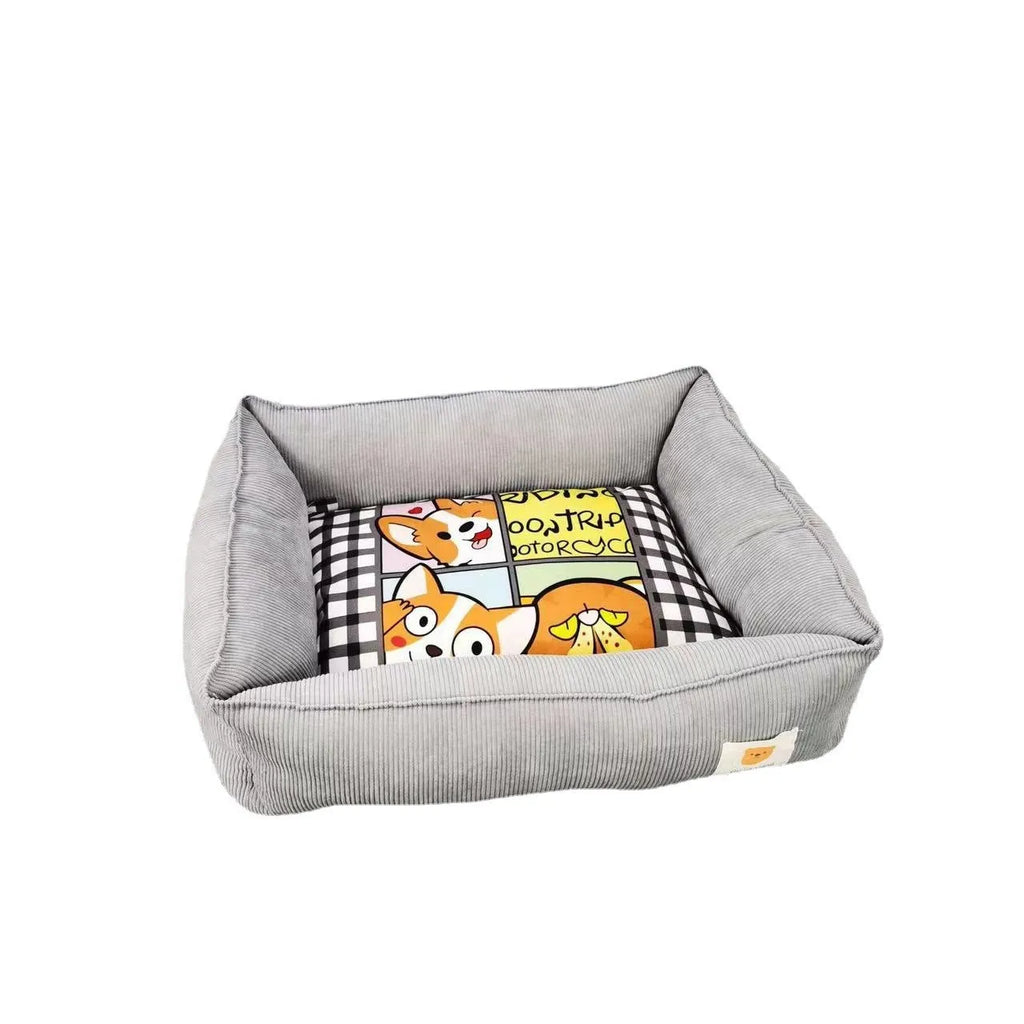 Cotton pet nest for dogs in light coconut palm colour with soft velvet interior.