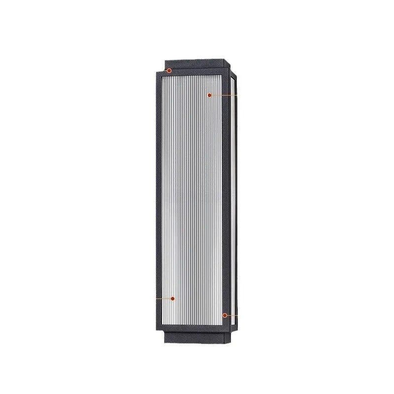 Stainless steel outdoor wall lamp for garden or courtyard mounting.