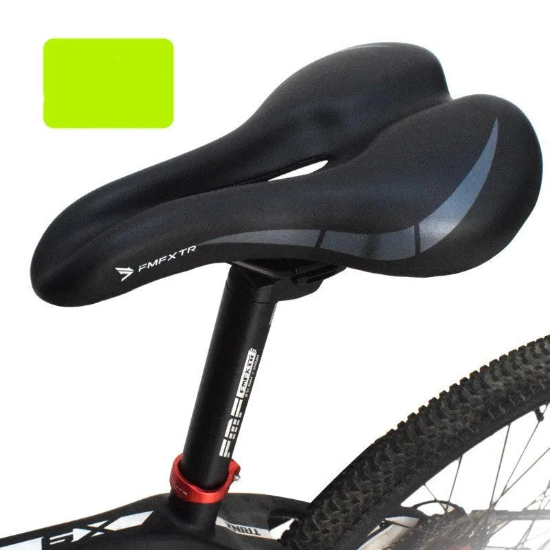 Bike saddle cushion with hollow design in colour 3147, shown with an L clamp ring for double rail mounting.