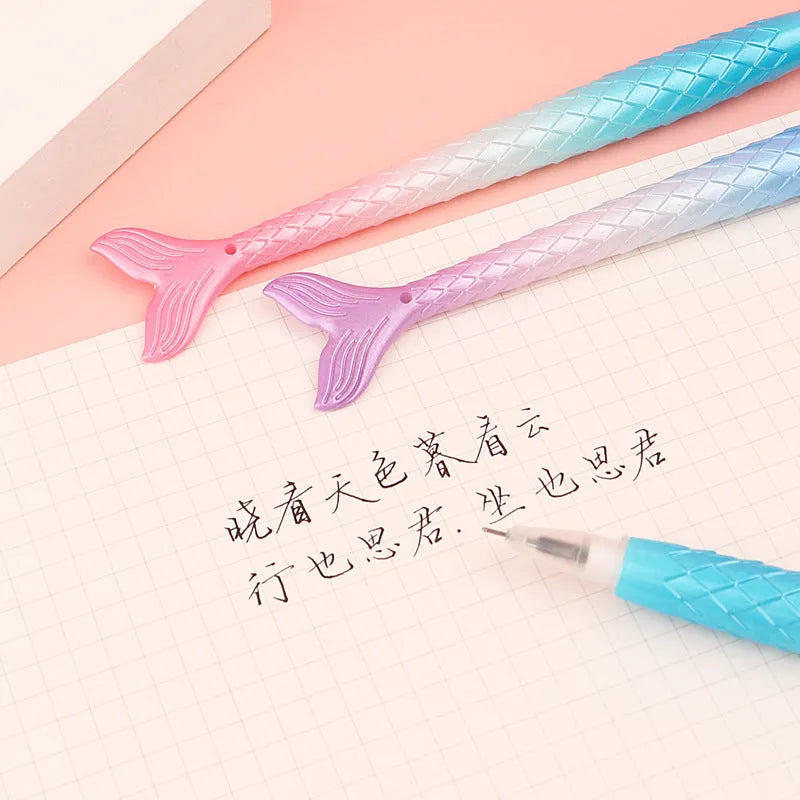 Mermaid-themed gel pen with 0.38mm needle tip and cartoon design plastic casing