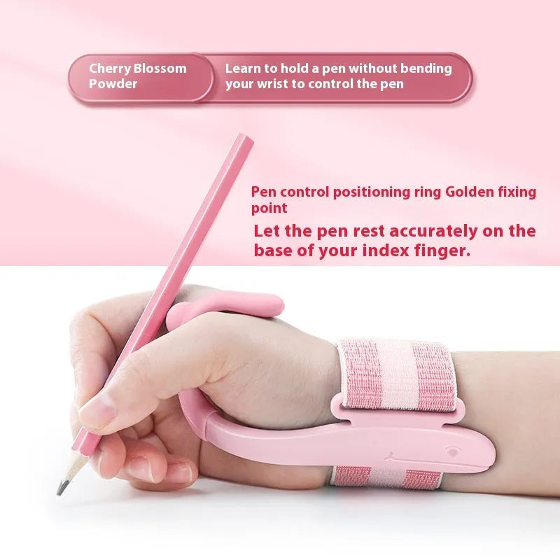 Blue and pink anti-hook pen holder corrector for writing posture training