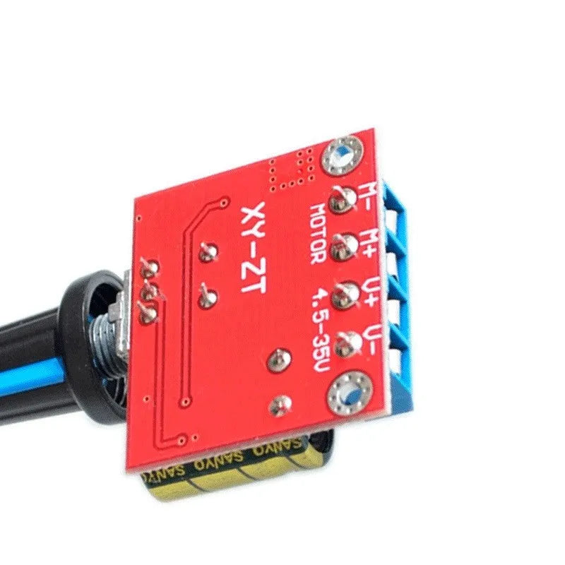 PWM DC motor speed controller with potentiometer knob for 5V-35V motors up to 5A