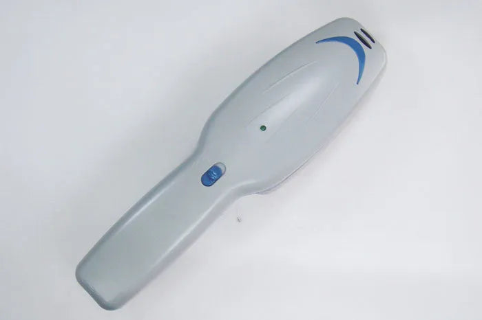 White electronic pet comb with negative ion and active oxygen technology, removable brush head, and 78 teeth.