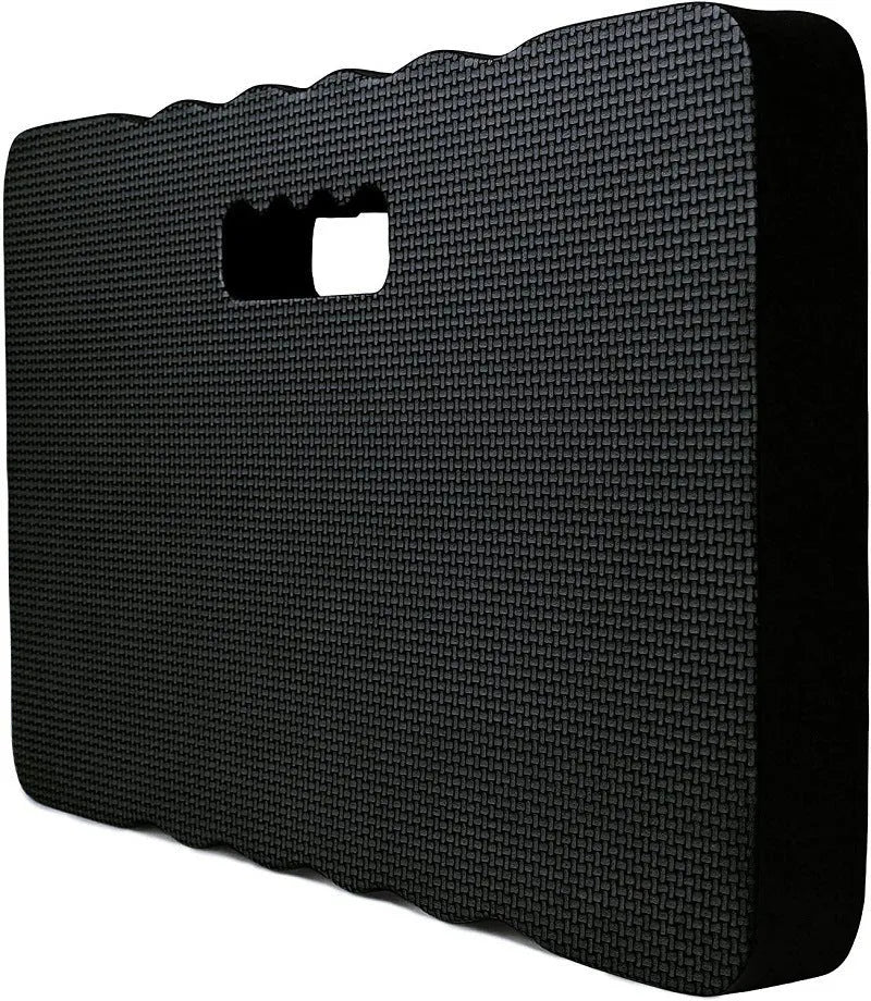 EVA foam garden kneeler mat in blue colour with side handles, showing 45cm length measurement