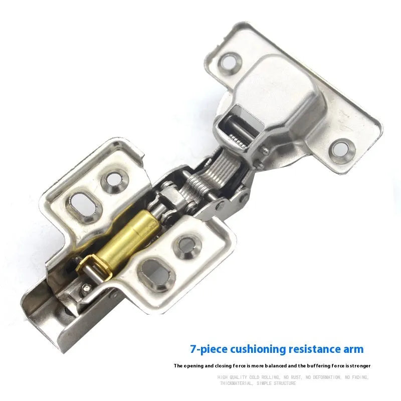 Thickened hydraulic hinge with damping cushion for cabinet wardrobe doors in nickel plated finish