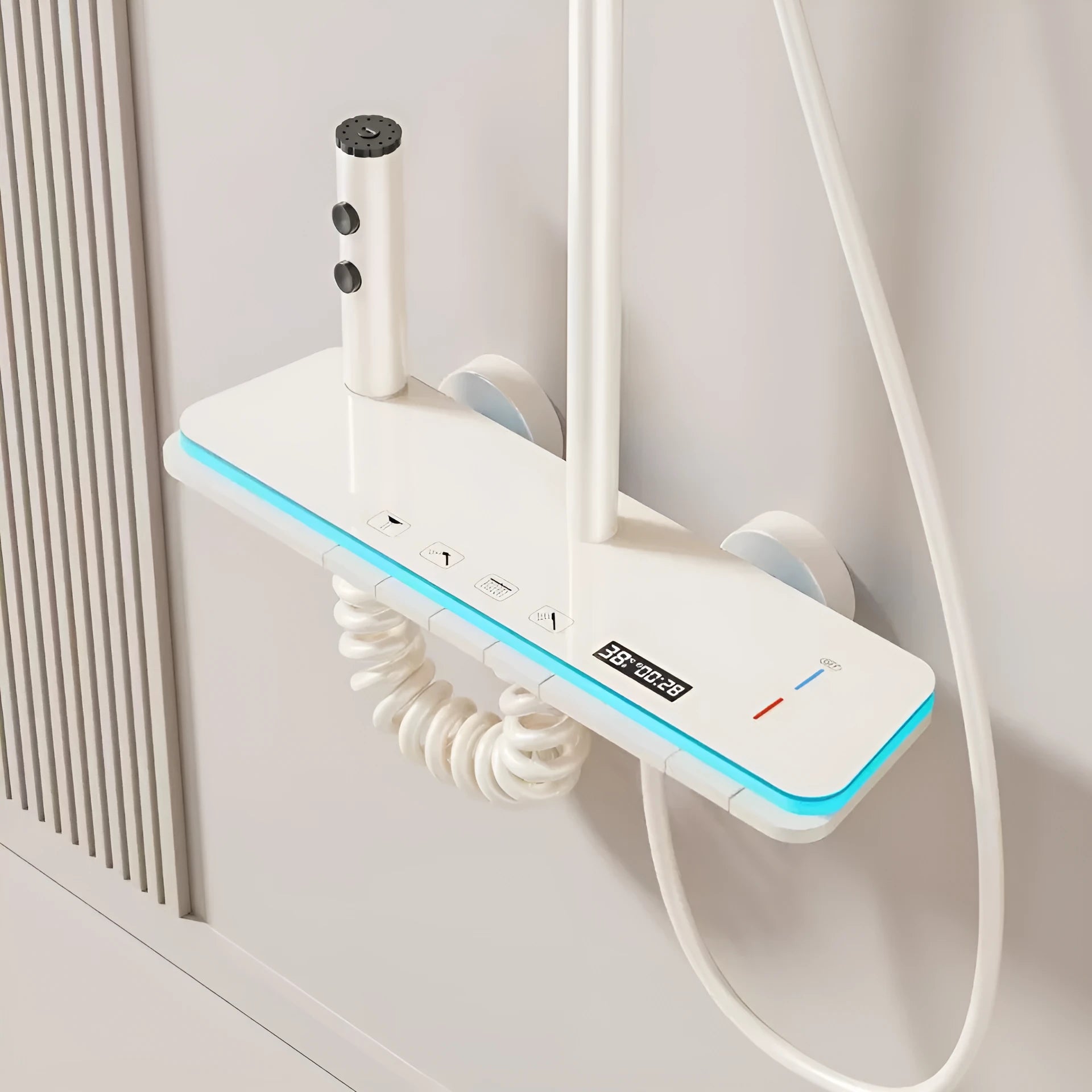 Aluminium digital display shower head set with temperature control and concealed installation