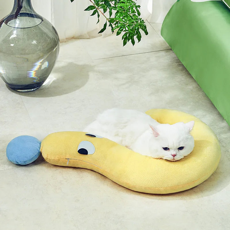 Rectangular blue pet cushion measuring 62cm by 39cm for dogs and cats