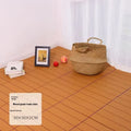 Pack of 10 wood grain style plastic interlocking floor tiles showing non-slip texture