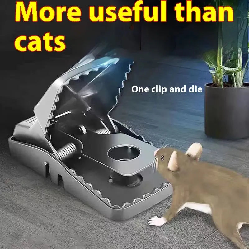 Automatic mouse trap cage for indoor home use in three sizes with metal and plastic construction