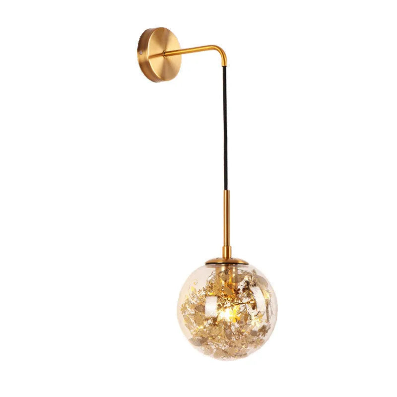 Modern glass wall lamp for bedrooms in golden flower finish with LED lighting