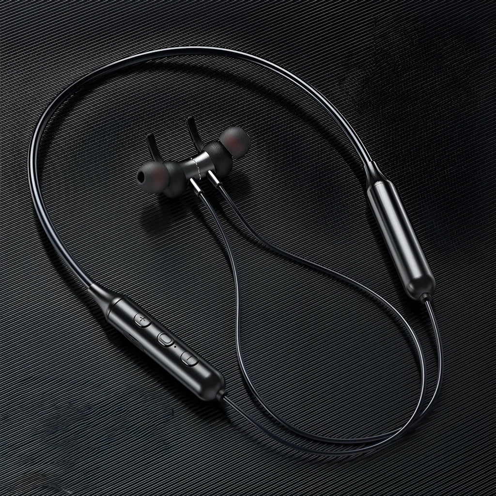 Wireless Bluetooth headset in black or red with neckband design, magnetic earbuds, Bluetooth 5.0 and 10-metre range