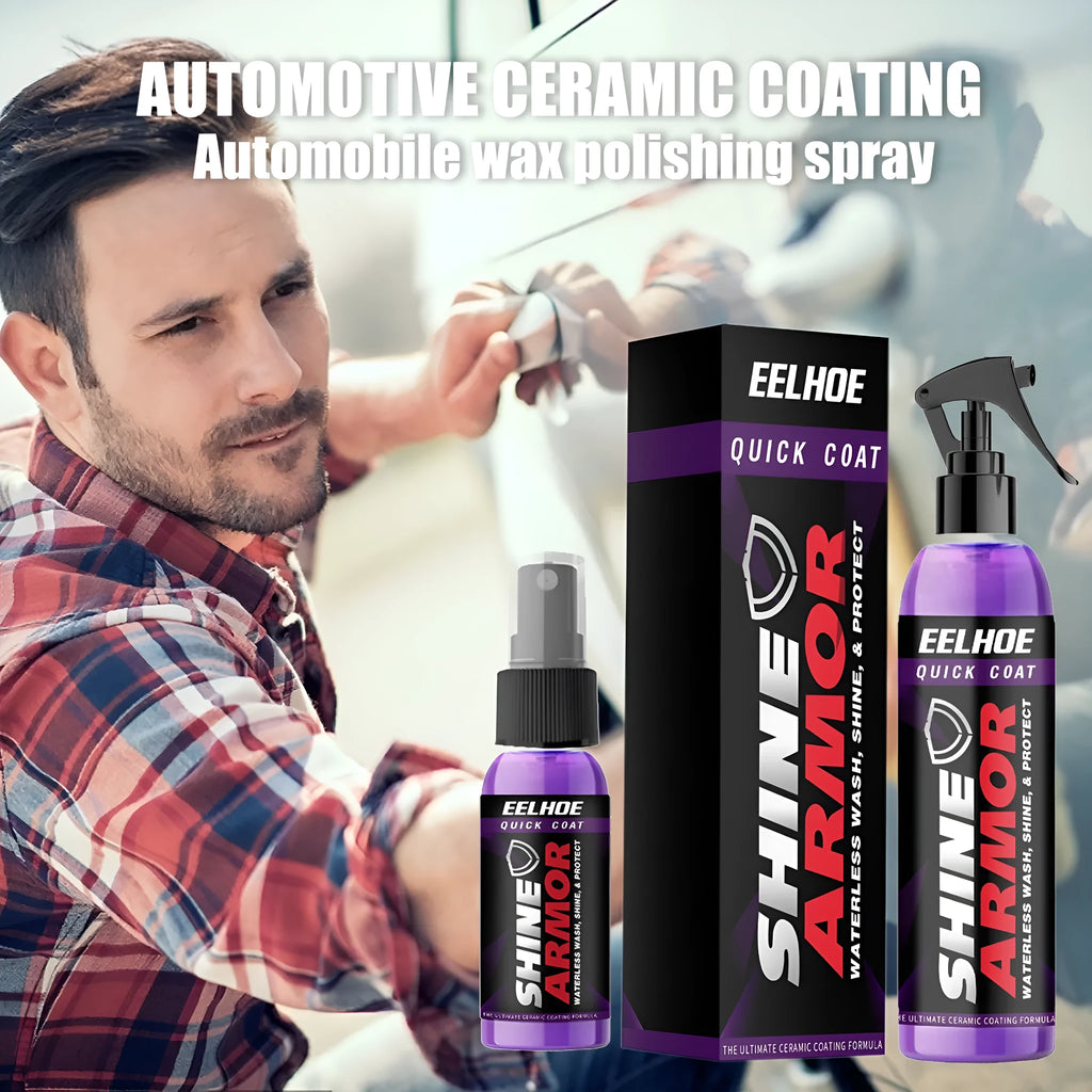 Purple car nano coating spray bottle in 30ml and 100ml sizes with hand spray trigger.