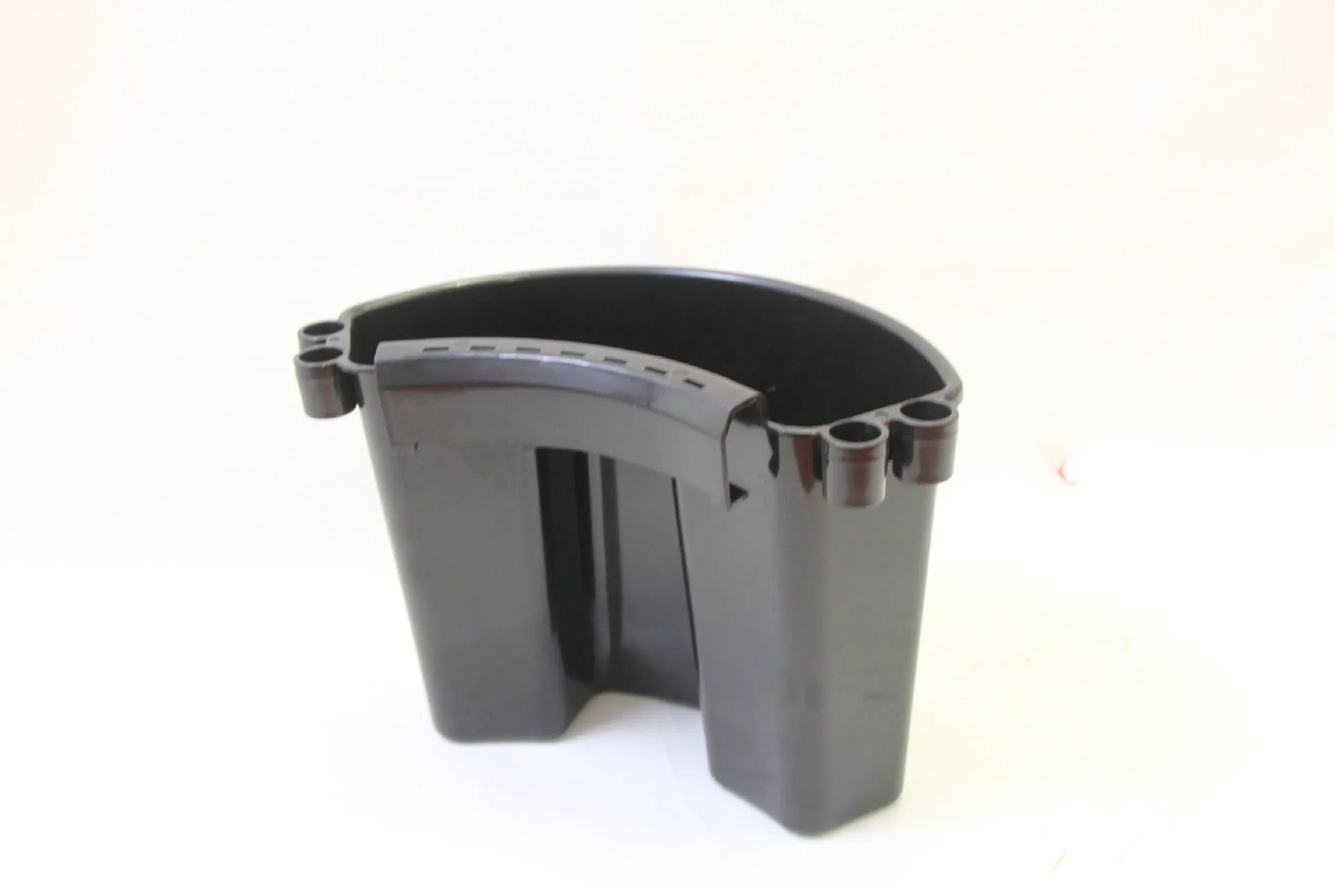 A PP plastic car wash bucket available in black, red, blue, and pink colours.