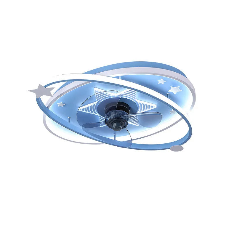 Modern iron chandelier with acrylic shades and remote control for children's bedroom lighting