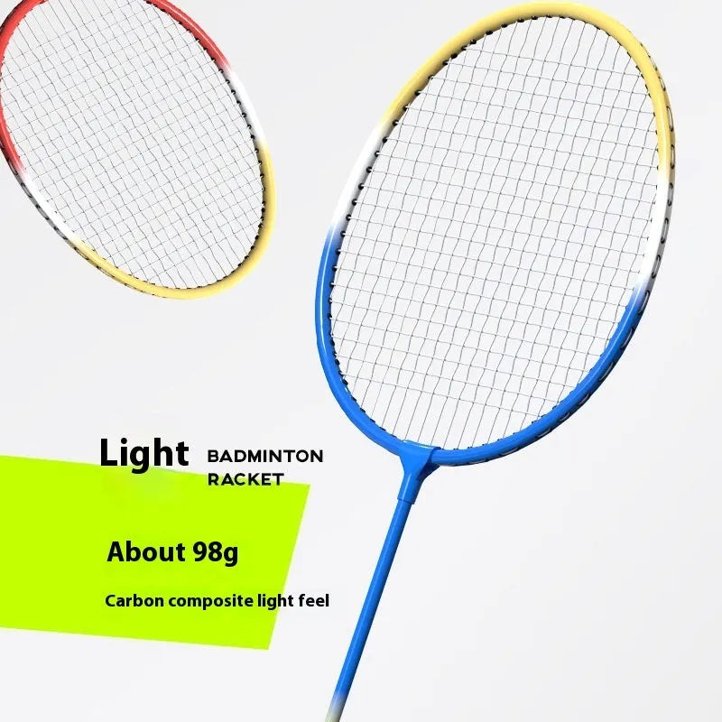 Blue and red ultra-light alloy split badminton racket pair set for casual play
