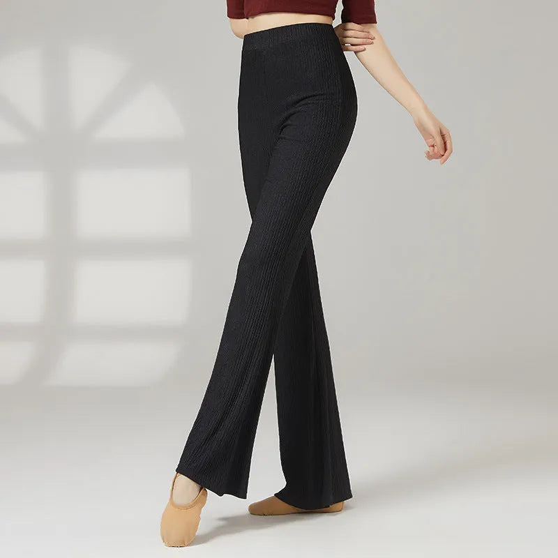 Women's solid colour classical dance practice trousers in polyester, shown in Taro Purple.