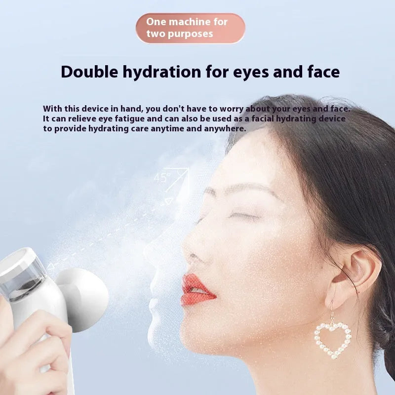 White rechargeable eye moistening device and mask for hot compress therapy.
