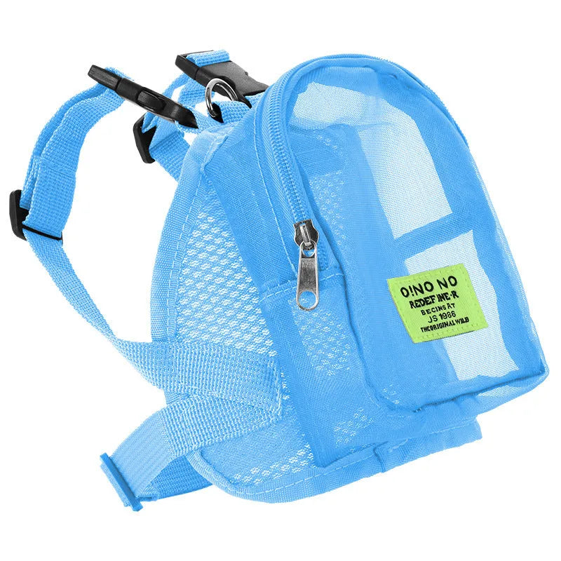 Solid colour dog backpack in polyester with breathable design for pet accessory storage