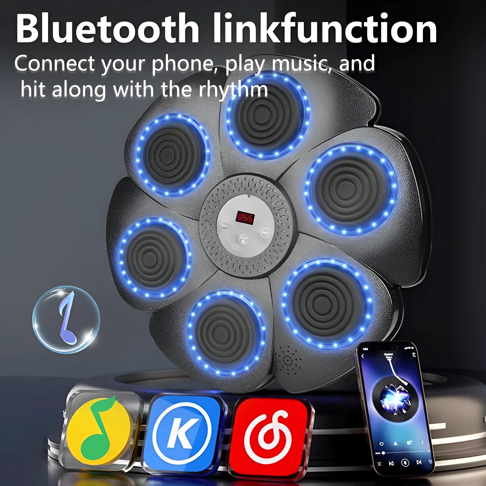 Smart music boxing machine wall target with Bluetooth and LED lights