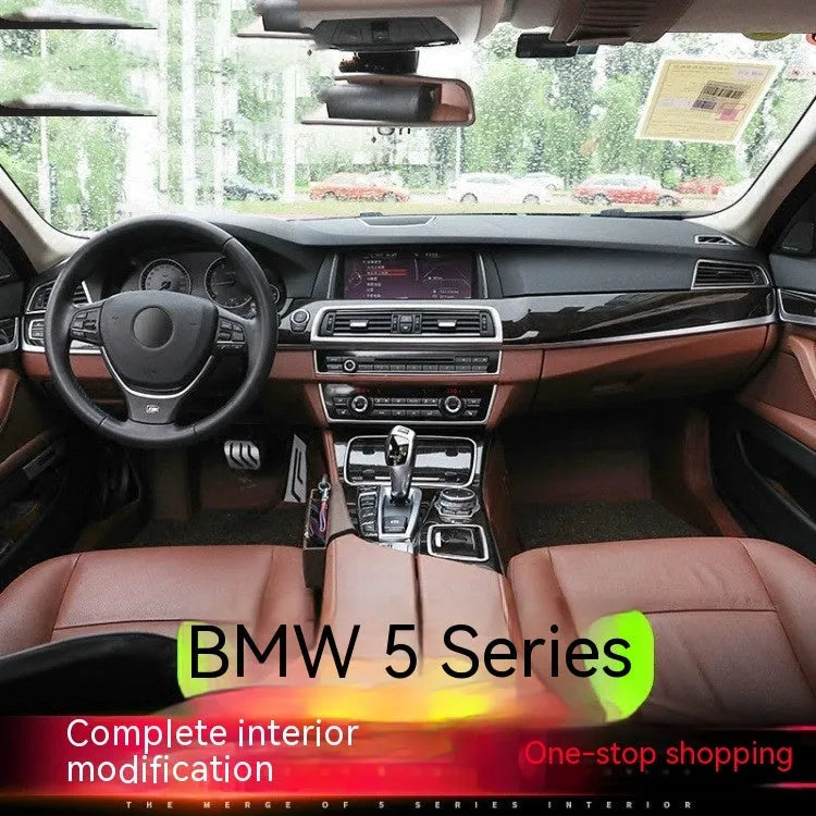 Four silver/grey ABS and stainless steel decorative trim strips for BMW 5 Series F10/F11 interior door handles.