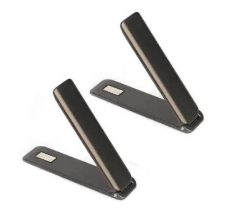Multifunctional card type magnetic flip cover phone stand in silver or black alloy, universal style fold-out bracket