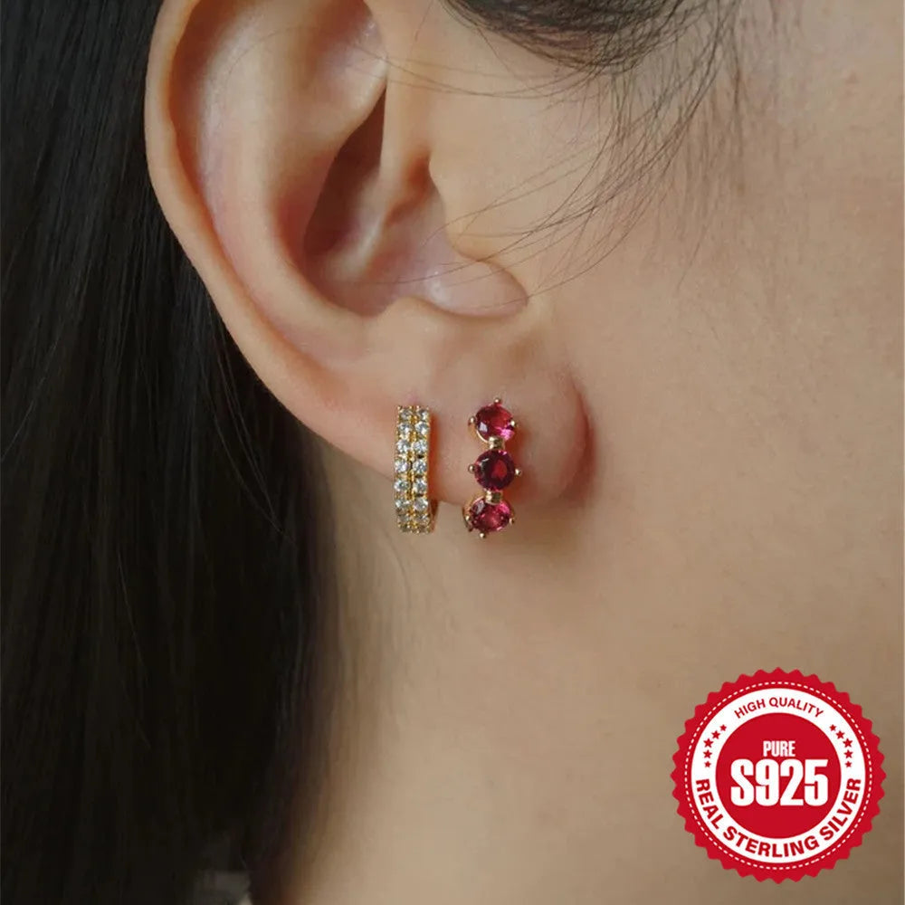Geometric sunflower design sterling silver earrings with golden diamond colour zirconia stones
