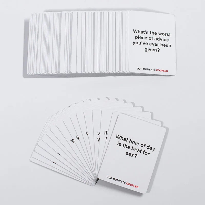 Our Time Lovers Edition black communication card set for couples with 30 coated paper cards measuring 9x6.5x3.5cm