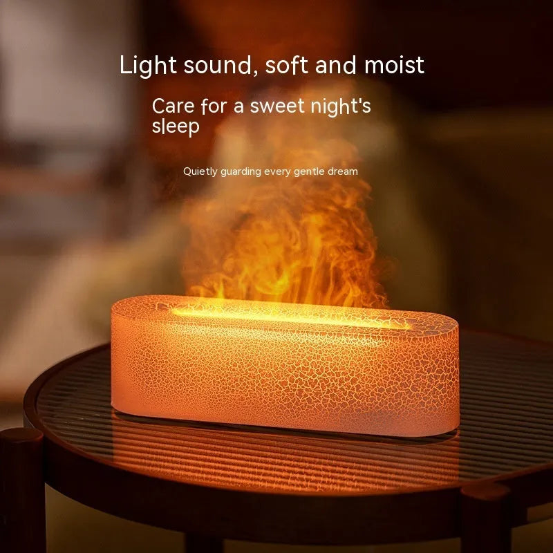 Square desktop humidifier diffuser with lava flame colour changing lights in black or white