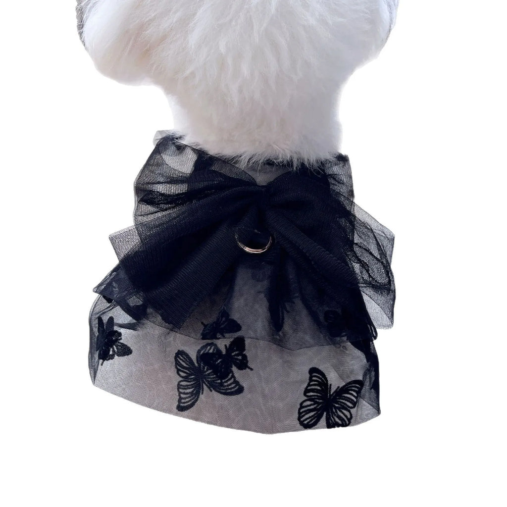 Black polyester princess tulle skirt for small dogs and cats on mannequin