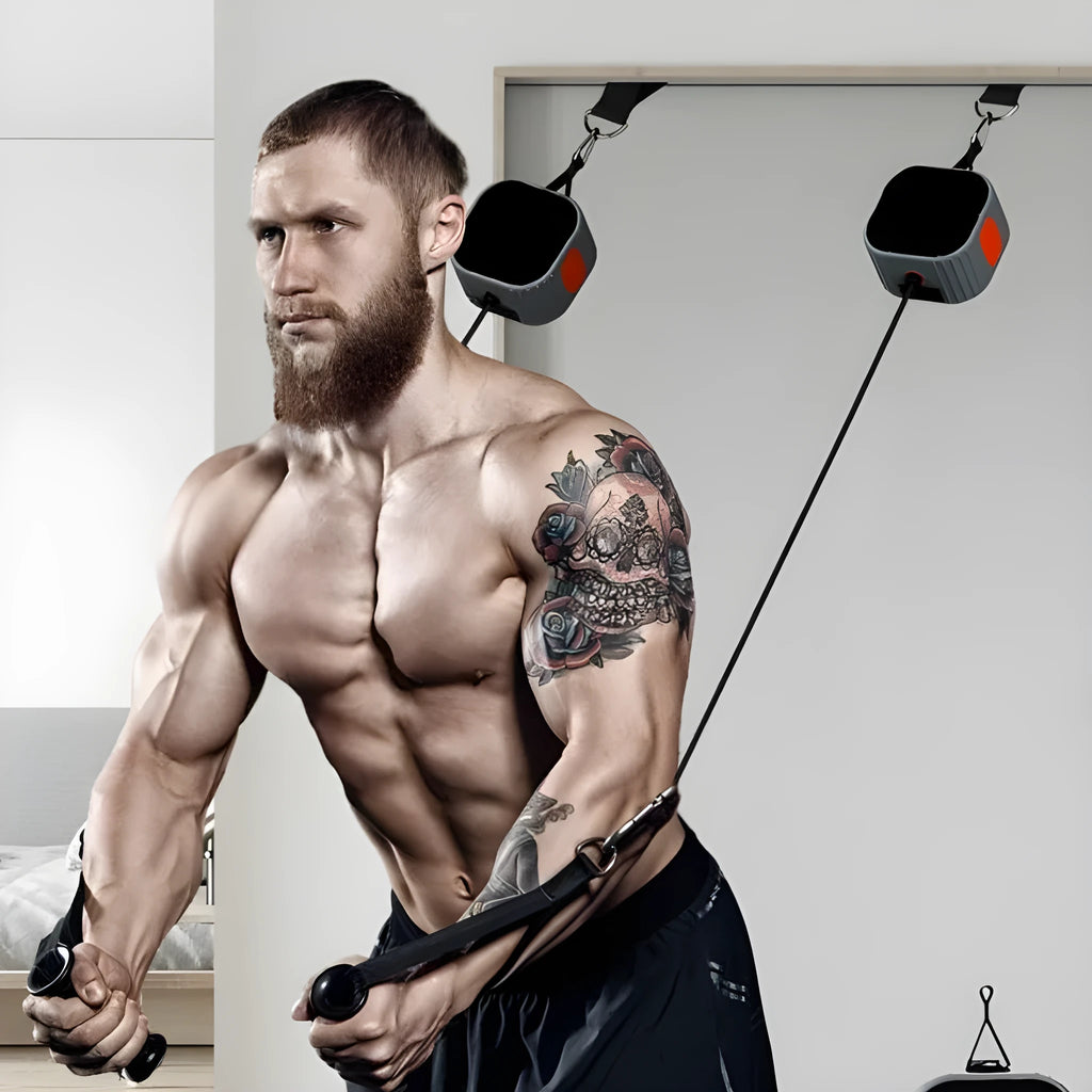 Intelligent adjustable resistance training tensioner with 2-20kg range in blue-grey colour